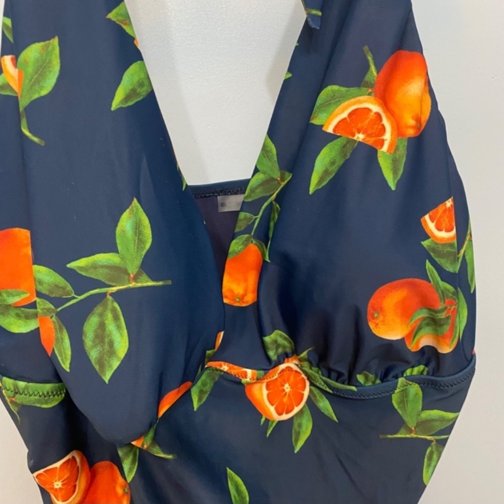OLD NAVY Blue One-Piece Swimsuit Orange Fruit Print Plus Size 3X - Picture 5 of 14